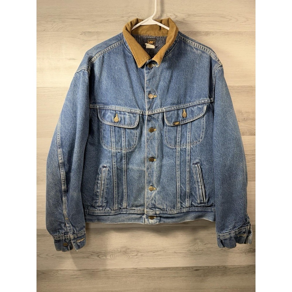 Lee Storm Rider Blanket Lined Denim Jacket Mens 44 Distressed 70s VTG USA